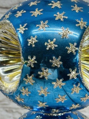 Christopher Radko Azul Real Doble Estrella Reflector Adorno de Navidad 9 pulgadas - Imagen 5 de 12