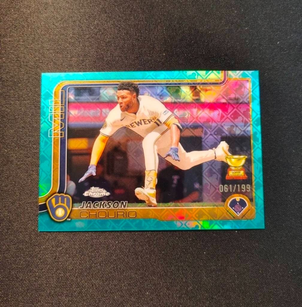 2025 Topps Chrome - Jackson Chourio #262 Aqua Refractor /199