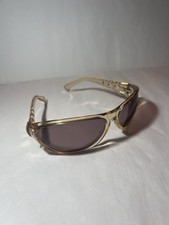 Gold Oval Sunglasses Brown Lenses Clear Gold Plastic Frame Stylish Eyewear