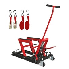 Versatile Red Iron Hydraulic Motorcycle Lift Jack - 1500 LBS Capacity.