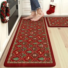 Christmas Kitchen Floor Mats Cushioned Anti Fatigue,Moroccan Farmhouse Forest...