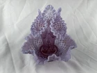 Fenton Hobnail Epergne Lavender Opalescent 3 Horn 8" Ruffled Vase Trumpets EUC