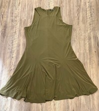 Lauren Ralph Lauren Halter Jersey Dress Size XL Olive Green Sleeveless