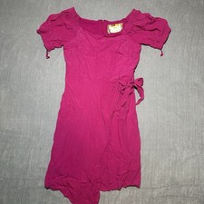 Maeve Anthropologie Hot Pink Resort Wrap Dress Size 8 Short Sleeve Asymmetrical