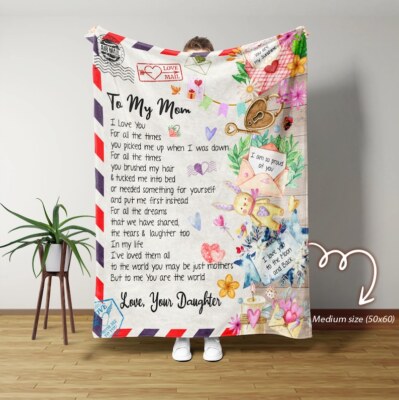 Custom To My Mom Blanket, Personalized Message Blanket Mother Day Christmas  Gift