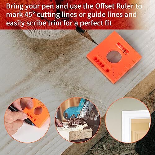 2 Pcs Trim Marks Offset Ruler With Level Trim Reveal Tool Construction