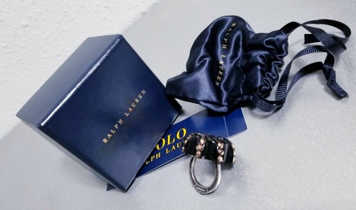 $295 Ralph Lauren Women's Black Resin-brass-Equestrian Horsebit Starburst Ring:6 - Picture 6 of 8