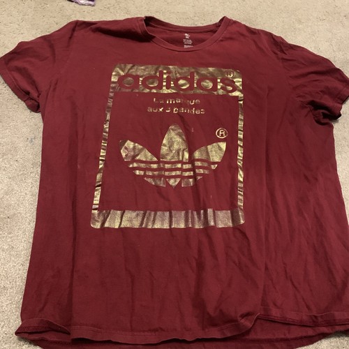 Rare Vintage ADIDAS La Marque Aux 3 Bandes Gold Trefoil T Shirt 2010s Red  SZ 3XL | eBay