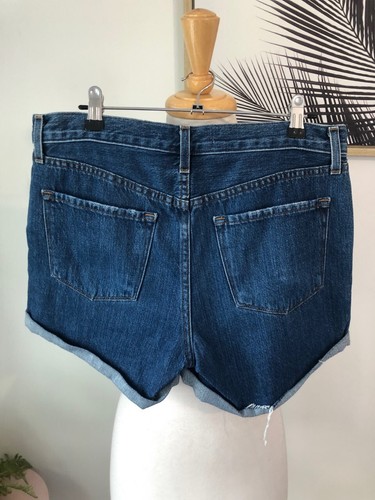 J Brand Ladies Blue Distressed Dark Wash Mid Rise Denim Shorts Size 26 - Picture 7 of 11