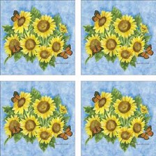 Sunflower Accent Decor Tile Set Sara Mullen Ceramic Backsplash SM057AT