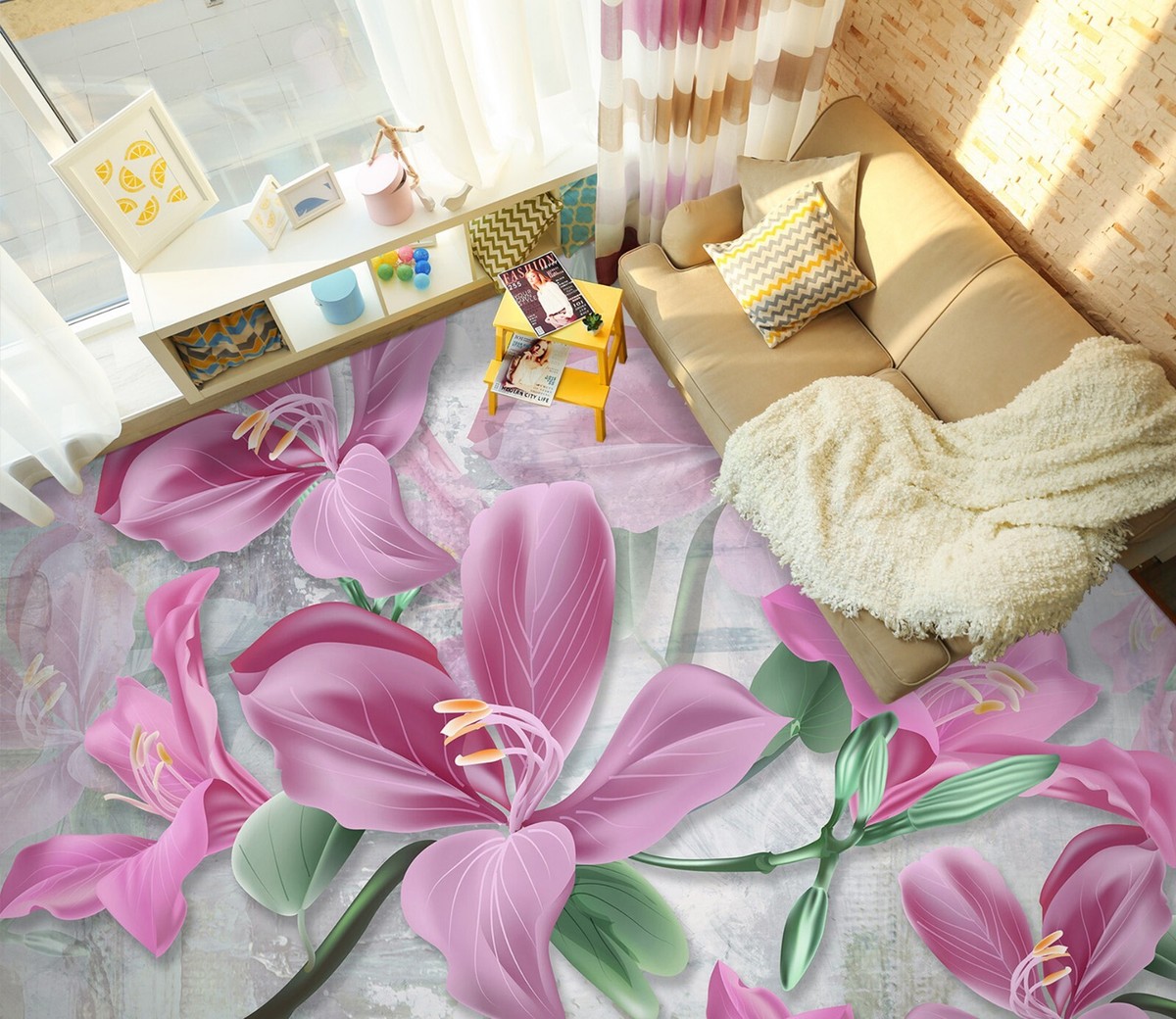 3D Pink Flower SKE1873 Floor WallPaper Print Decal Epoxy Floor