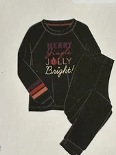 Joyspun 2Pc Pajama Set Merry Jingle Jolly Brights Size XL Warm Cozy Shirt Pants