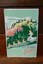 Vintage 1960s Let’s Celebrate Easter Cardboard Easel Back Store Display Sign