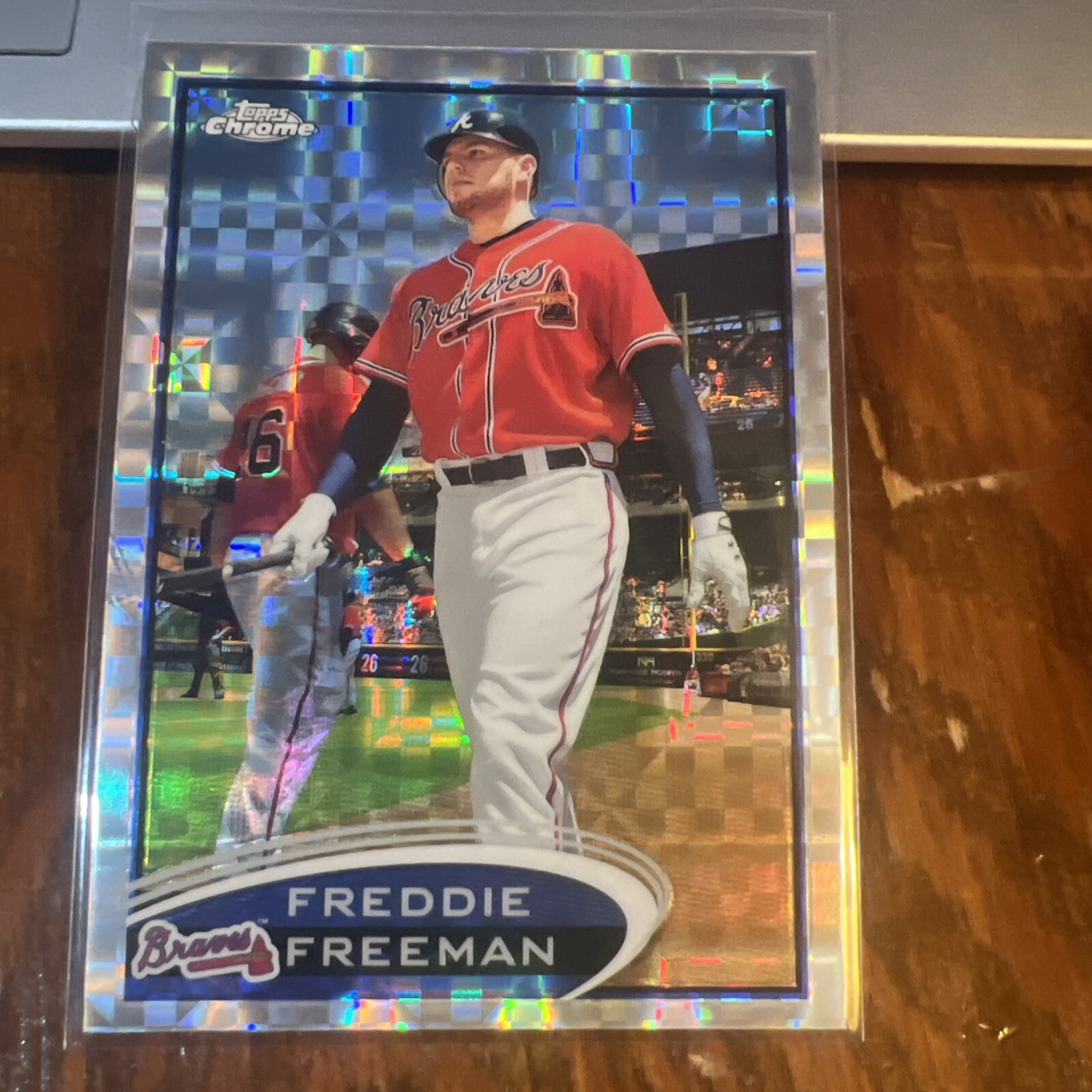Freddie Freeman 2012 Topps Chrome X-Fractor Parallel Card #19 Braves Dodgers