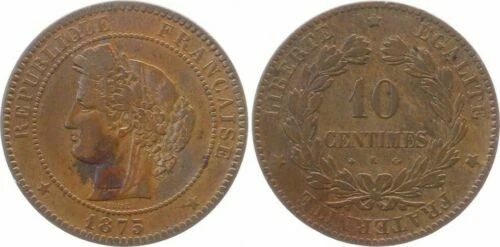 Pièces de monnaie françaises de 10 centimes sur Cérès