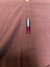 Tommy Hilfiger Men  s Deep Red Maroon Button Down Shirt Classics Fit Size L K40