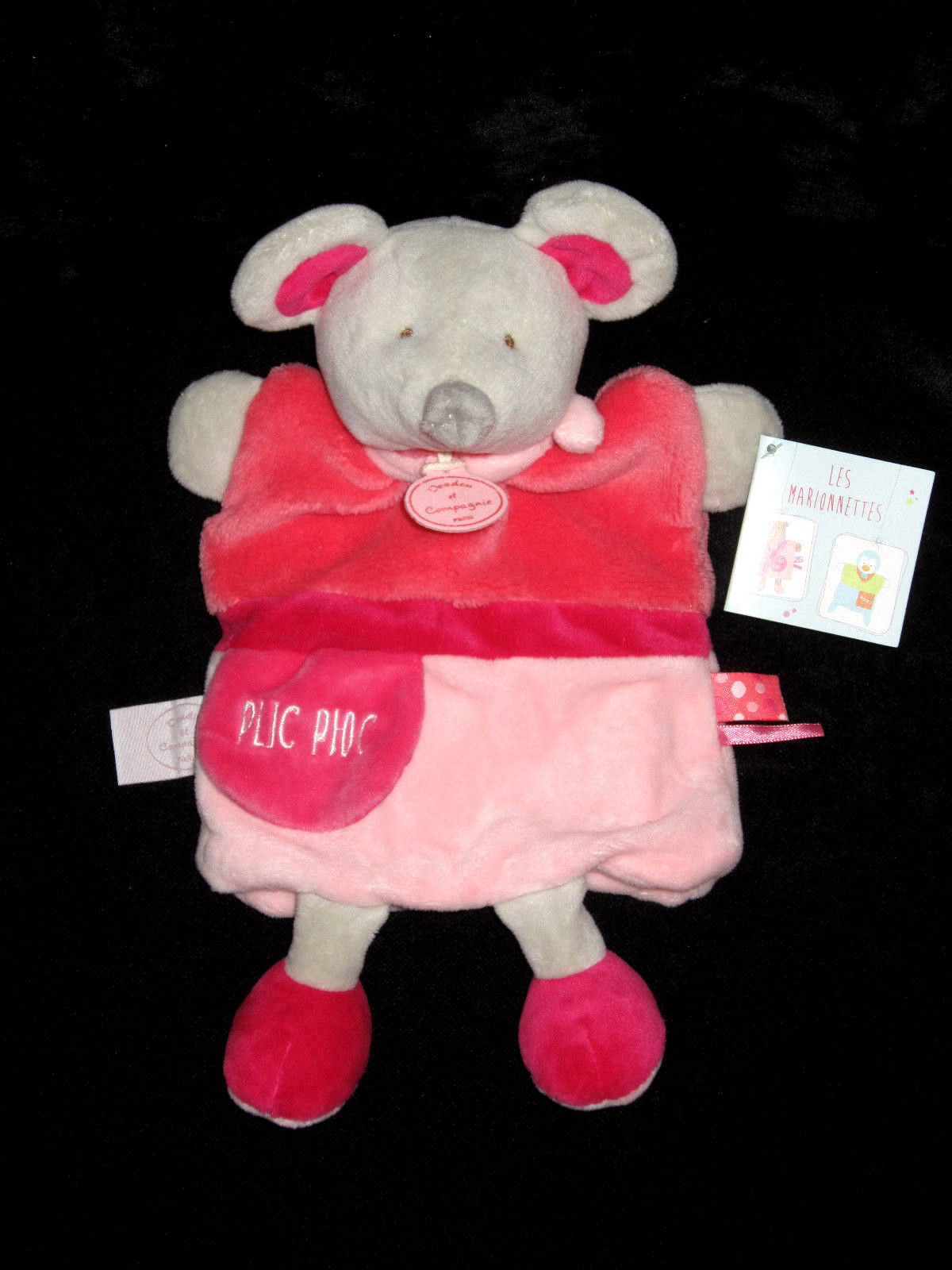 Marionnette souris grise et rose Doudou & Compagnie pour apaiser les pleurs