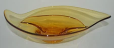 Vintage MCM Viking Art glass Amber Glass Divided Candy Dish Trinket Dish