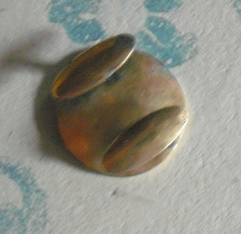 Paire De Boutons De Col Vintage Damier Argenté - Monture Métal Doré Laiton - Occasion Très Bon état