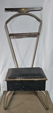 Vintage Valet Butler's Chair Wood & Metal Shoe Shine Box Free Ship