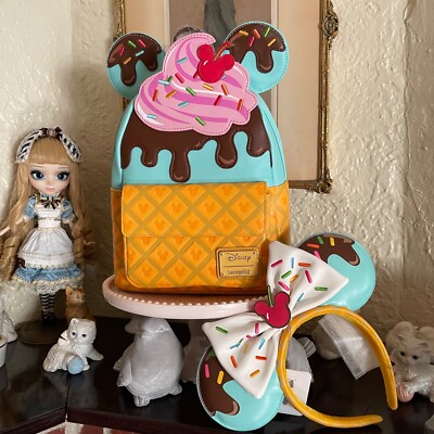 NWT Loungefly Disney Minnie Ice Cream Sundae Sprinkle Mini Backpack Loungefly Disney Minnie Mouse Sweets Ice Cream Cone Sundae  main image 3
