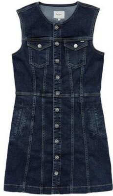 Pepe Jeans Damen Jeanskleid Linea Regular Fit Kurzarm Denim Stretch Dark Blue