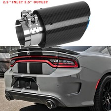 For Dodge Charger 2.5" Inlet 3.5" Out Carbon Muffler Exhaust Tip Pipe Stainless