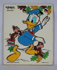 RARE VINTAGE PLAYSKOOL DONALD DUCK WOOD 9 PIECE PUZZLE ITEM 190-02