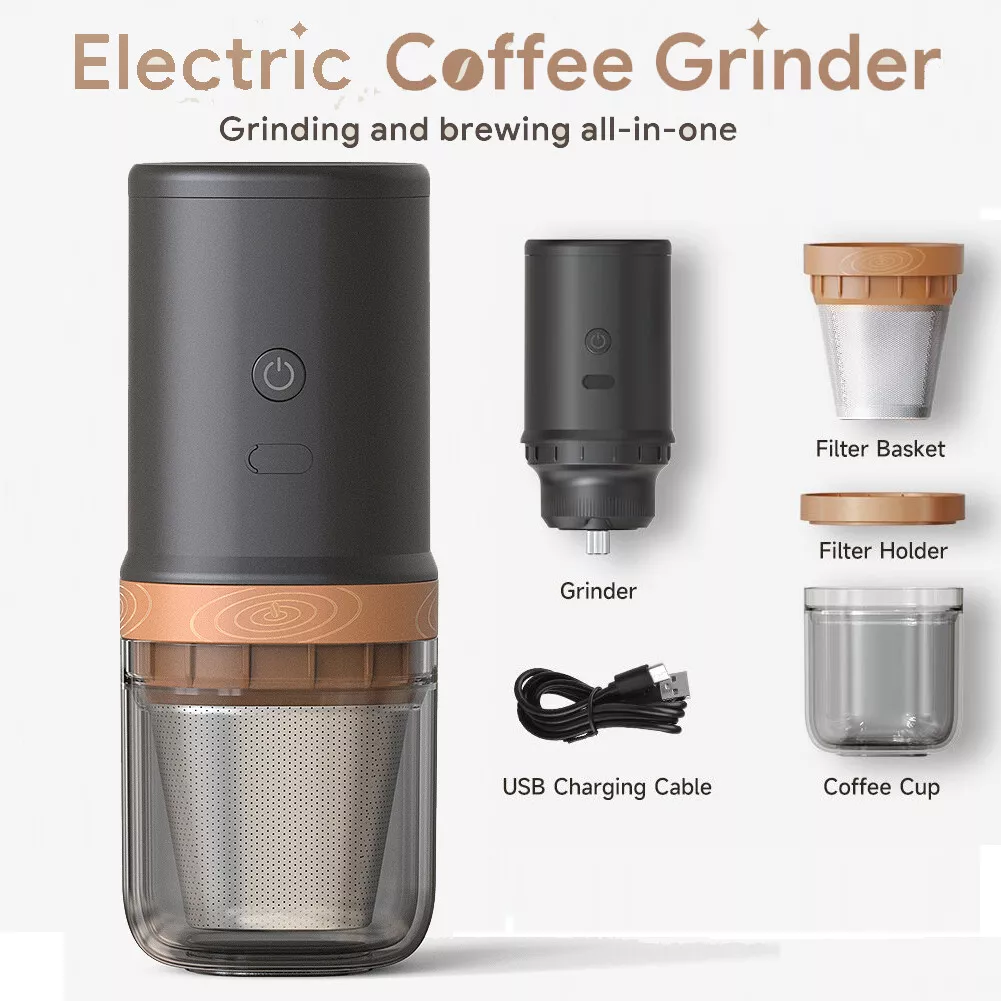 Portable Travel Tea Coffee Maker with Electric Grinder Adjustable