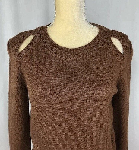 Chelsea Violet Women Sweater Pullover Medium Cotton Key Hole Brown Clay New - Picture 4 of 11