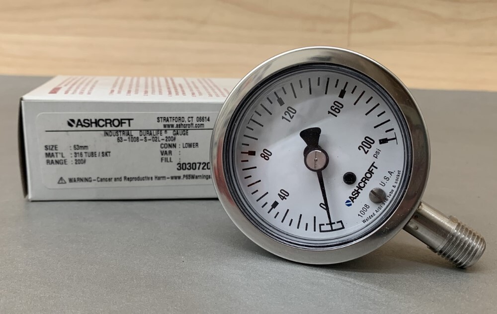 Manomètre Ashcroft 0-5000 PSI Glycérine 1/4 NPT 63mm - Neuf En Boîte