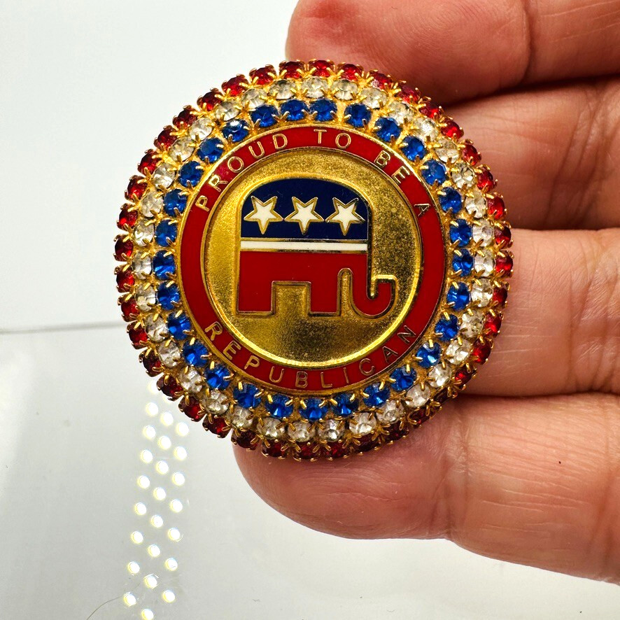 Trump'S Strategic Leap: Paving The Path To The 2024 General Election 5 Political Memorabilia 2002 &Quot; Proud To Be A Republican &Quot; Brooch Pin Glass Stones