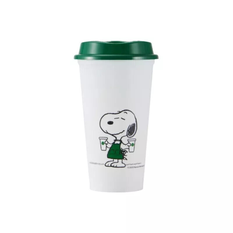 2025 China Starbucks Snoopy Green Lid Plastic 16 oz Eco-Friendly Cup Reusable