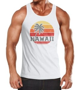 Mens Tank Top Hawaiian Palm Tree Tropical Summer Retro Slim Fit Cotton | eBay