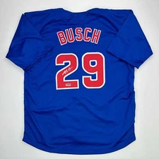 Facsimile Autographed Michael Busch Chicago Blue Reprint Jersey Size Men's XL