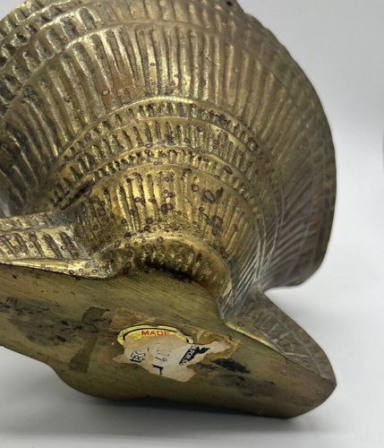 Vtg Solid Brass Basket Pot Planter Seashell Scallop Shell Mid Century Hollywood - Picture 4 of 7