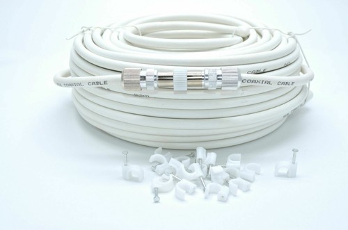 TV Ariel Lead video lead TV Lead, Aerial Coax Cable RF lead RG6 7mm White 30m - Picture 9 of 10