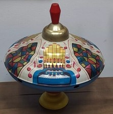 Vintage J Chein  Co Litho Tin Toy Spinning Top Toy Piano Organ 9" dia
