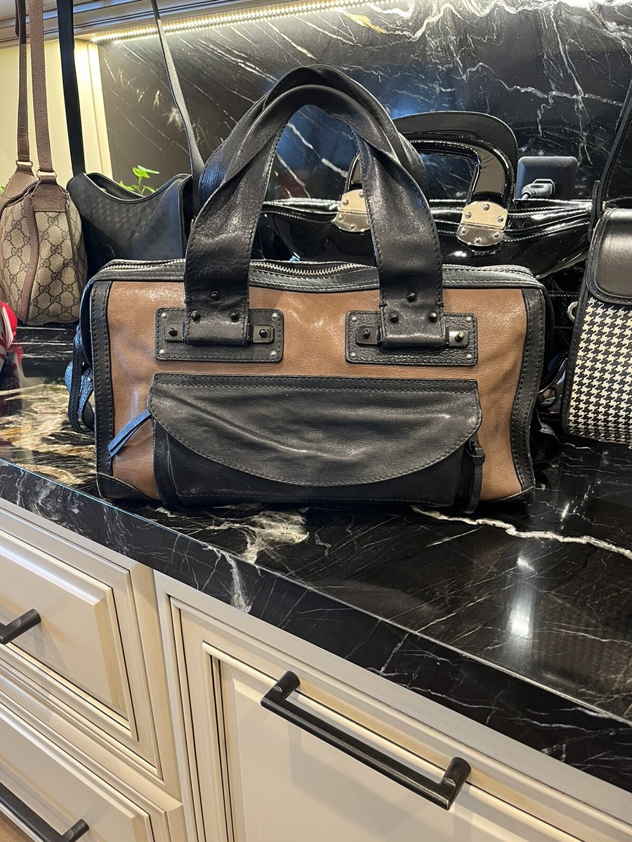 CHLOE Tracy Alice Brown & Black Leather Rivet Detail Satchel