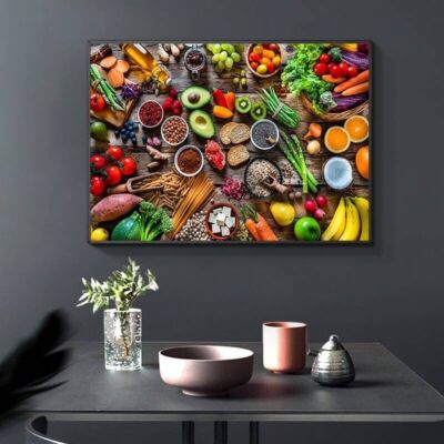 Obst und Gemüse Leinwandbild Lebensmittelgeschäft Bild Vegetarisch Poster 60cm x 40cm