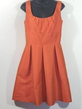 Alfred Sung Size 6 Sleeveless Orange Opalescent Lined Formal Pleated Party Dress