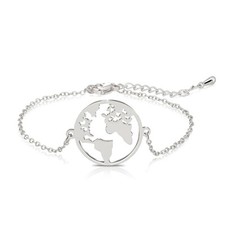 Silver Rose Gold Planet Earth World Map Globe Bracelet Fashion Jewellery Gift UK