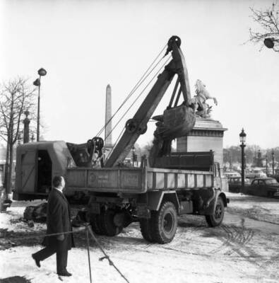 Work Place de la Concorde to plant trees February 24 1963 Paris Old Photo 1