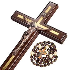 Asterom Crucifix Wall Cross - Handmade Wood Cross Wall Decor - Catholic 