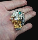 KJL KENNETH J. LANE Black Enamel and Pave Crystal Roaring Tiger Pin — photo 5