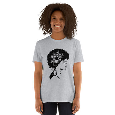 She Likes to Read graphics tee Short-Sleeve Unisex T-Shirt Tan Grey Blue White