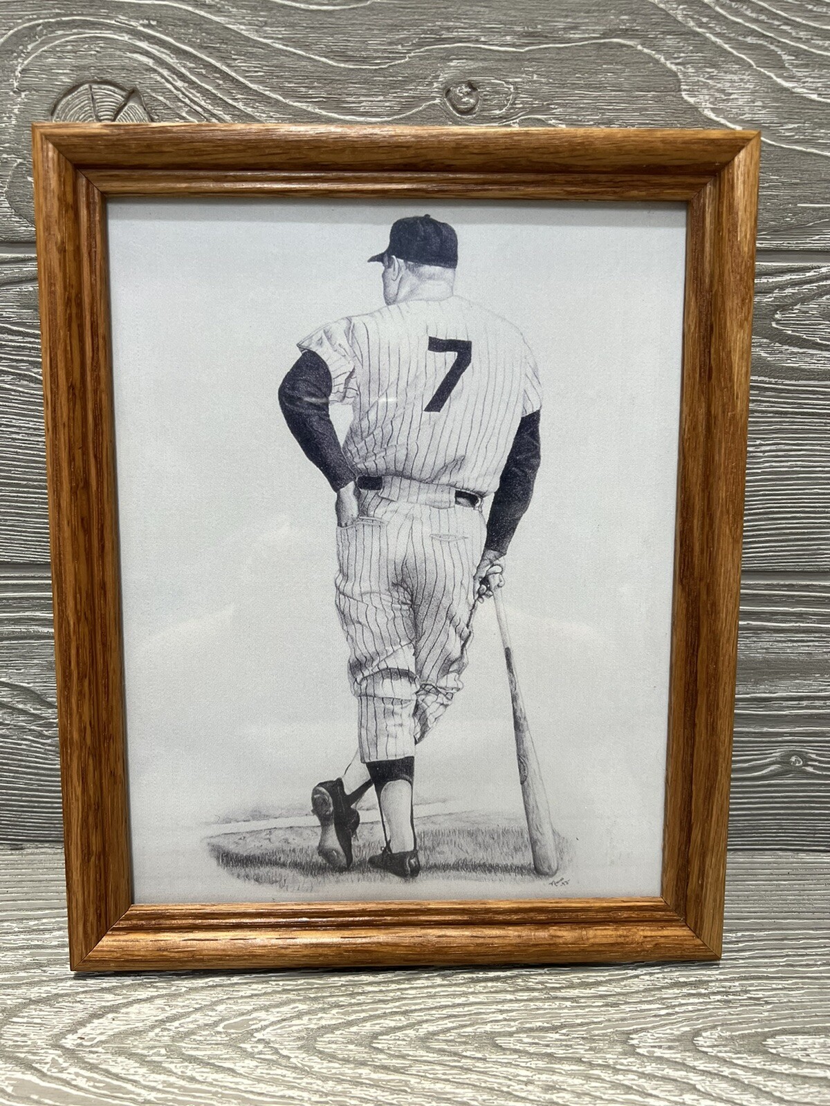 Framed Reproduction Mickey Mantle Art Print New York Yankees MLB Baseball