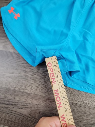 Under Armour Shorts Girls Medium Blue Loose Fit Heat Gear Youth Drawstrings Logo - Picture 8 of 9