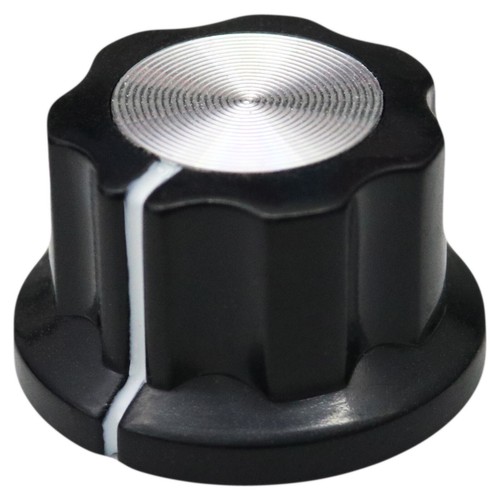 Fluted Retro Silver Cap Amplifier / Instrument Control Knob - 6.4mm Round Hole - Picture 2 of 13