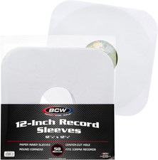 12 Inch Vinyl Record Paper Inner Sleeves - Round Corners - White  Pack o...